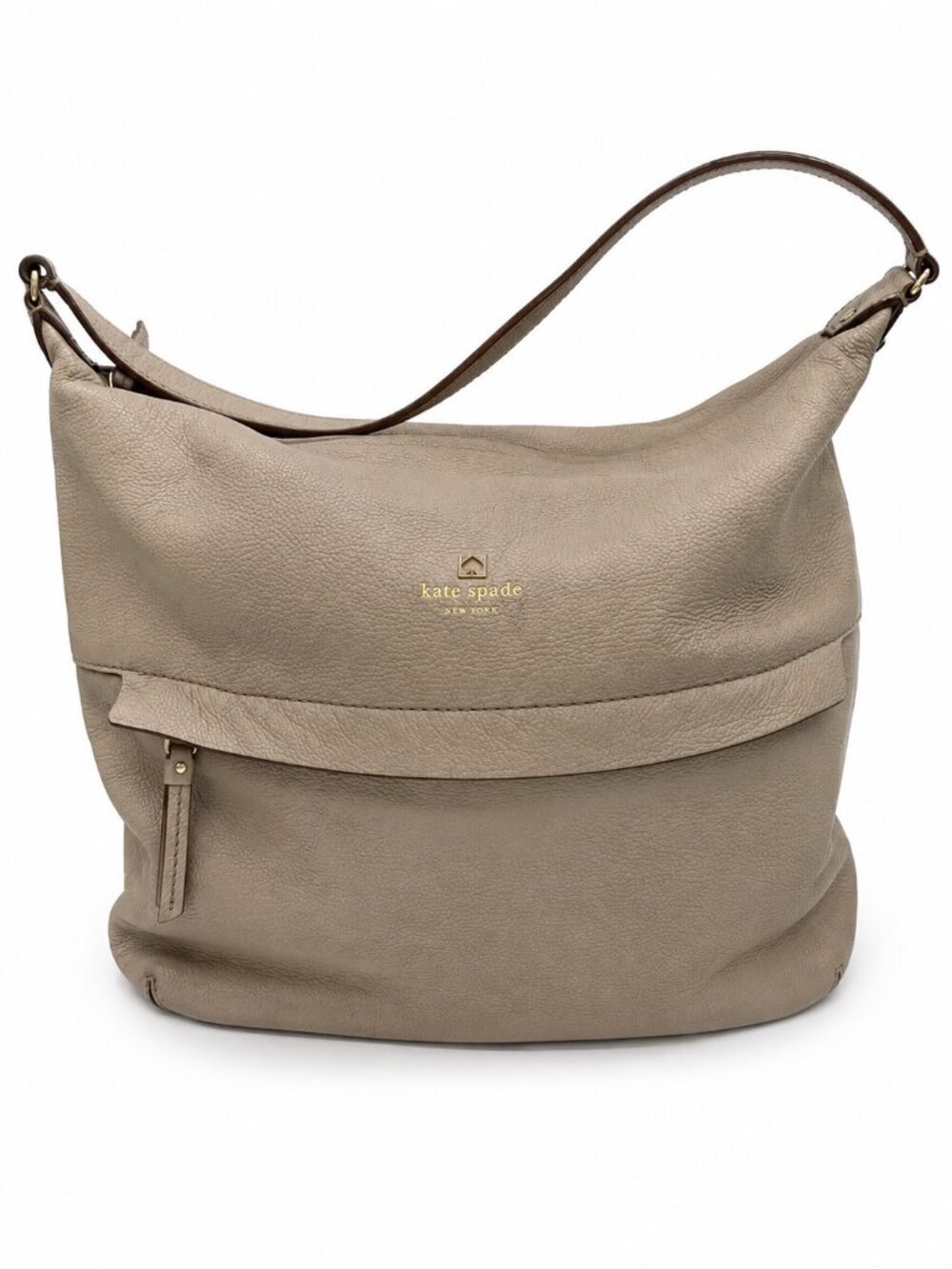 Kate Spade New York Beige Pebbled Leather Hobo Shoulder Bag